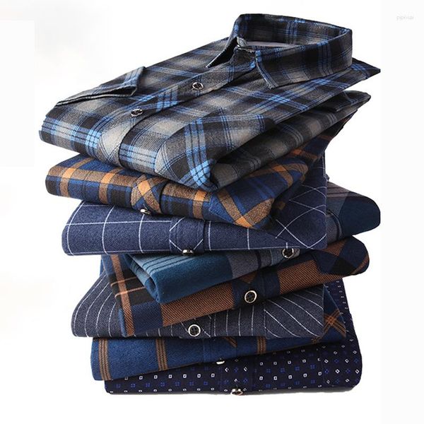 Camisas de vestir para hombres 2023 Spring Autumn Men Camisa a cuadros Casual Moda Mandeja cómoda