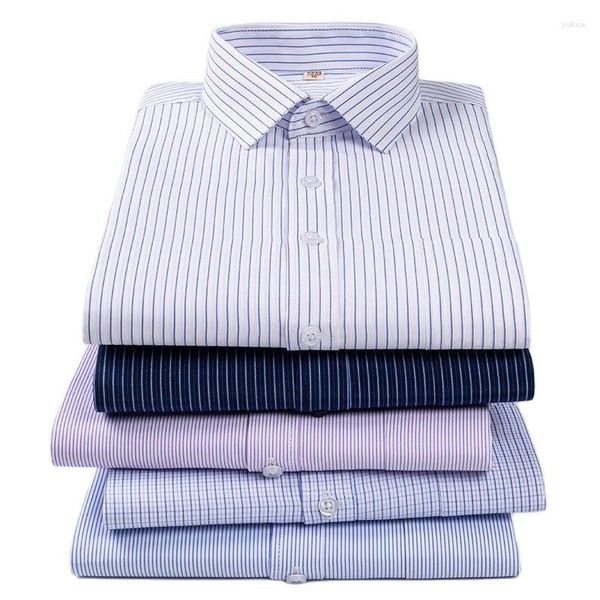 Camisas de vestir para hombres 2023 Hombres de verano Camisa a rayas de manga corta Negocio Social Profesional Formal Boutique Lapel Homme