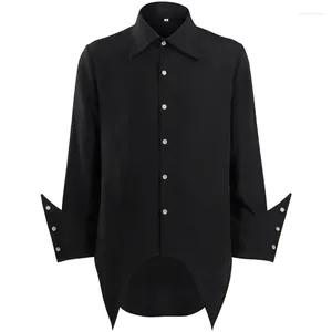 Chemises habillées pour hommes 2024 Hommes Noir Steampunk Gothique Punk Vintage Chemise Hommes Manches Longues Renaissance Victorienne Tops