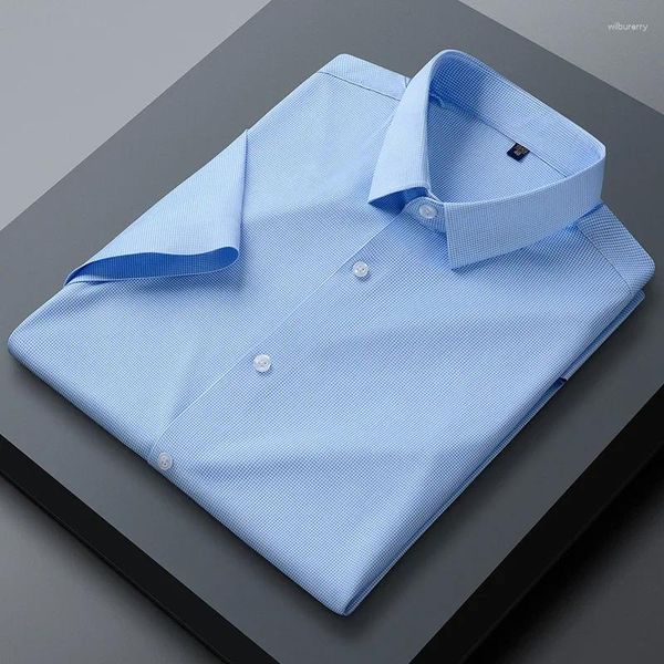 Chemises habillées pour hommes 2024 Casual Stretch Stretch Stretch Short Shirt Fit Fit Formal Business Work Office Basic Basic