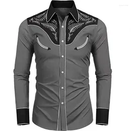 Chemises habillées pour hommes 2024 Tribal ethnique extérieur chemise décontractée fête bouton revers manches longues doux et confortable grande taille