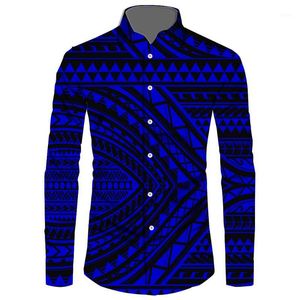 Heren Overhemden 6XL 2022 Modemerk Mannen Lange Mouw Casual Shirt Turn Down Samoaanse Kleding Polyester Stretch Blauw Groen