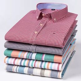 Heren -jurk shirts 6xl 7xl lente en herfstkwaliteit gestreepte katoen oxford spinnen met lange mouwen herenhemdbedrijf casual niet -ijzer ademend 231129