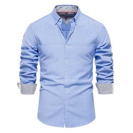 Chemises habillées pour hommes Aiopeson 2023 Nouvel automne Cotton Mens Oxford Shirt Long Sled Down Down Business Casual Shirts For Men D240507