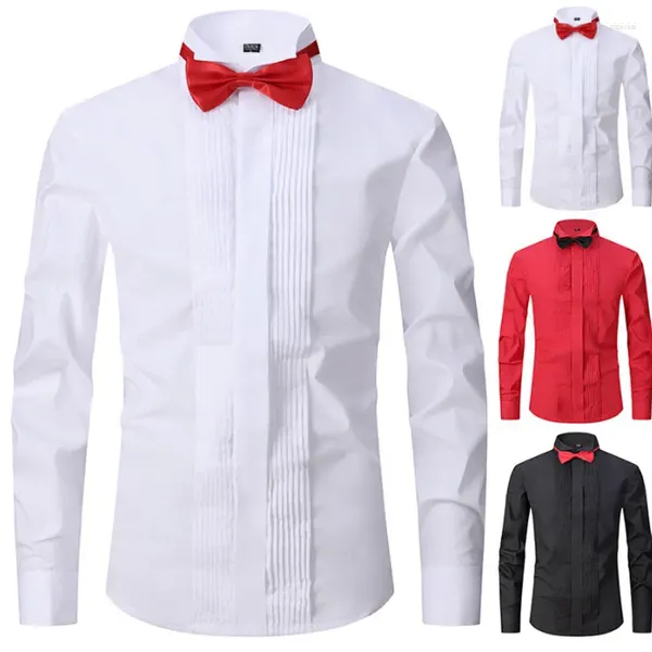 Camisas de vestir para hombres Tamaño americano Esmoquin Camisa francesa Manga larga Primavera / Verano Color sólido Padrinos de boda Alta calidad Sin planchar Plus