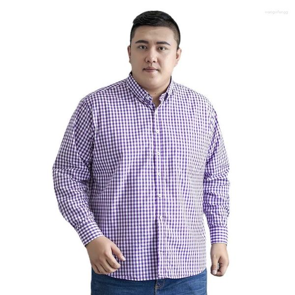 Chemises habillées pour hommes Arrivée Mode Super Large À Manches Longues À Carreaux Élastique Affaires Chemise Décontractée Grande Taille 2XL3XL4XL5XL6XL7XL8XL9XL10XL