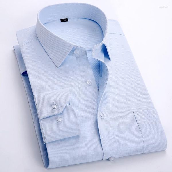 Chemises habillées pour hommes arrivée hommes sans fer couleur unie coupe régulière chemise à manches longues col rabattu formel mode masculine hommes