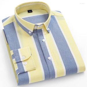 Camisas de vestir para hombres Llegada Camisa Oxford de algodón puro a rayas o a cuadros Ropa de moda para hombre Tendencias Manga larga para hombres con botones