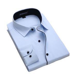 Chemises habillées pour hommes Arrivée SpringAutumn Hommes Marque Vêtements Couleur unie Hommes à manches longues Slim Fit Chemise Business SocialMen