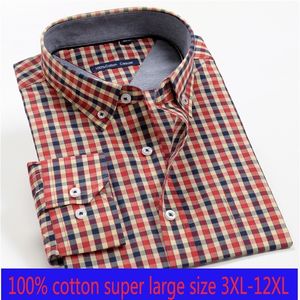 Chemises habillées pour hommes arrivée printemps automne hommes formels grand 100% coton à manches longues de haute qualité plus la taille 3XL-7XL 8XL 9XL 10XL 12XL 230216