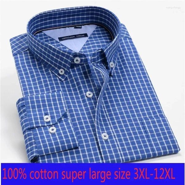 Chemises habillées pour hommes Arrivée Printemps Automne Hommes Formel Extra Large Coton À Manches Longues De Haute Qualité Plus Taille 3XL-7XL 8XL 9XL 10XL 12XL