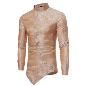 Chemises habillées pour hommes Arrivée Chemise inclinée Fitness Hommes Cool Blouse Party Beach Punk Rock 2021 Mode Mariage Tuxedo Casual Tops263h