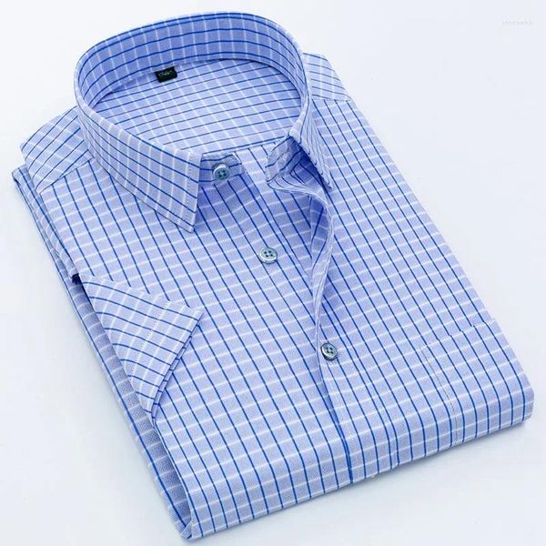 Camisas de vestir para hombres Llegadas Dropship Manga corta All-Match Camiseta para caballero Verano Negocios Casual Plaid Masculino Tamaño grande Cool