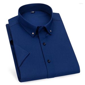 Overhemden voor heren Bamboevezel overhemd Korte mouwen Niet-strijkbaar Anti-rimpel Zomer Dun gedeelte Business Casual Heren Formeel 5XL