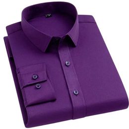Chemises habillées pour hommes bamboople non-bureau chemises pour les hommes Dernières activités souples anti-rides sans poche Smart Causal Purple Slim Fit Aechoice D240507