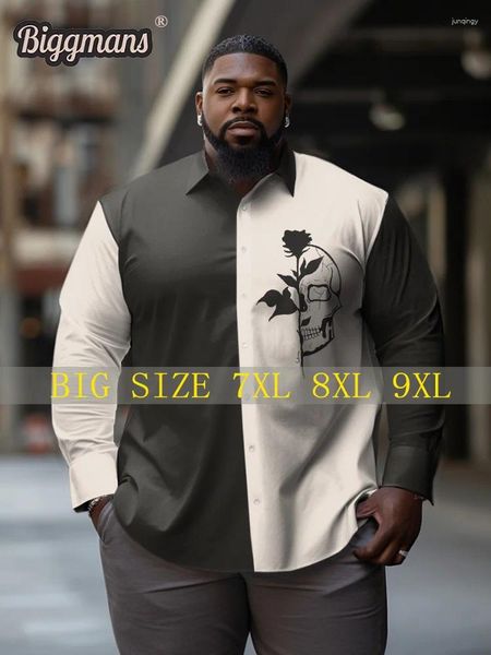 Camisas de vestir para hombres Biggmans Business White Shirt Top para ropa grande y alta Ropa de verano Manga larga Hombre de ocio formal negro