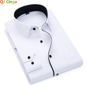 Chemises habillées pour hommes Chemise à manches longues en patchwork noir et blanc Chemise en coton de bureau pour hommes Bleu ciel Slim Fit Camisa / Chemise S-5XL 230620