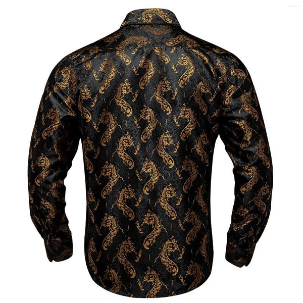 Chemises habillées pour hommes Gold Paisley Men de chemise décontractée pour le bureau d'affaires Slim Fit Man Vêtements