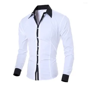 Chemises habillées pour hommes Blouse Top Hommes Muscle Premium Slim Fit Noir Respirant Workwear Business Button Down