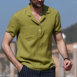 Chemises habillées pour hommes Boutique Chemise en lin décontractée Style gentleman Col montant Coupe ajustée