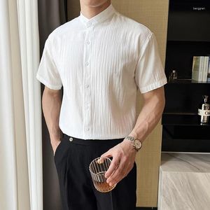 Chemises habillées pour hommes Vêtements de marque d'été à manches courtes à manches mâles slim slim coloride de couleur collier coton 3xl-m