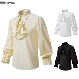 Chemises de robe pour hommes British Shirt Court Ruffled Lace Retro Casual Clouse Loose Lot à manches longues Halloween Cosplay Stage Costume Medieval Top Medieval