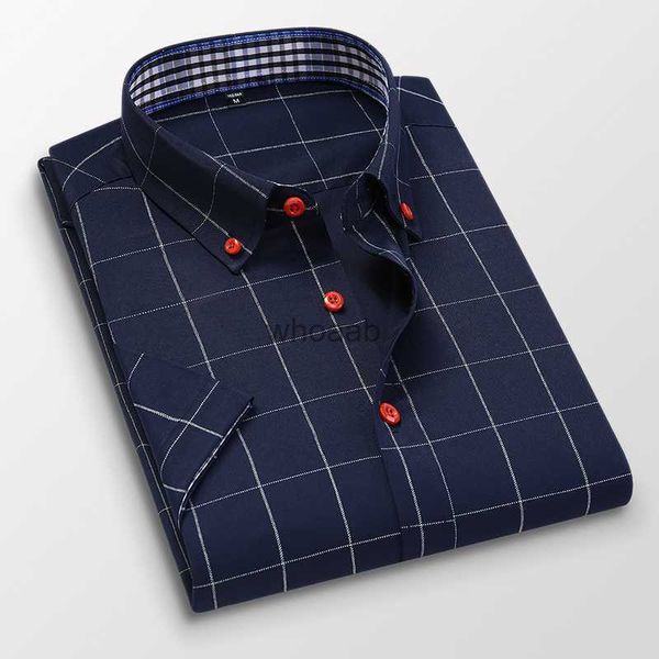 Camisas de vestir para hombres Camisas de vestir casuales a cuadros de estilo británico para hombres Camisa de negocios ajustada de manga corta de alta calidad para hombres Ropa superior S-5XL YQ230926