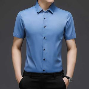 Heren-jurken Shirts Browon Summer Short Sle-shirt voor mannen Nieuwe Slim Solid Color Men Men Kleding 2024 Fashion Smart Casual Turn Down Collar SHIRTS MEN D240507