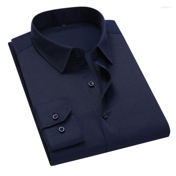 Chemises habillées pour homme Chemise décontractée d'affaires Coupe régulière Blanc Noir Bleu clair Coton Manches longues