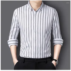 Heren DRID SHIRTS ZAKELIJKE CASUAL SLIM SHIRT Lange mouwen knappe elastische trend tops merk cool plus size gladde passende jeugd