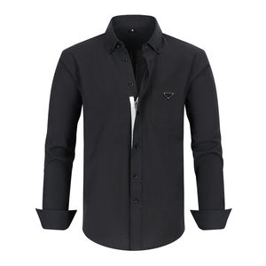 Men's Dress Shirts Business shirt Oxford woven solid color cotton zipper style men's shirt all season four long sleeved Eurocode