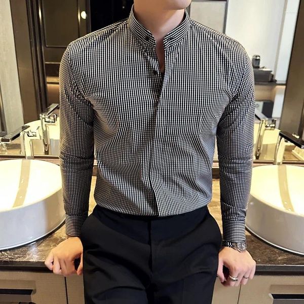 Camisas de vestir para hombres Camisas De Hombre Collar De Soporte De Lujo Para Hombres Ropa De Alta Calidad Camisa Masculina Slim Fit Para Hombre Formal