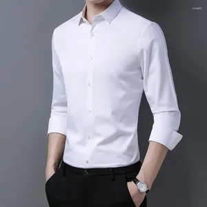 Heren Overhemden Informeel Mode Klassiek Basic Zakelijk Effen Kleur Lange mouwen Wit overhemd Grote maten 6XL 7XL 8XL