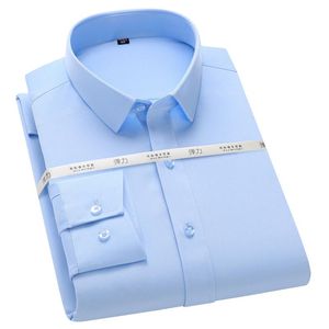 Heren-jurk shirts klassieke lange mouw stretch solide basless ontwerp standaard-fit formeel zakelijk gemakkelijk verzorging shirt