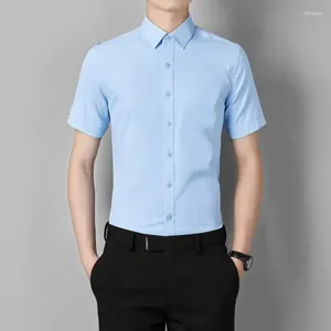 Chemises habillées pour hommes Vêtements Chemise Blouse formelle Rouge Mâle Top Plain Manches courtes Mode d'été 2024 Style coréen Marque Bouton XXL