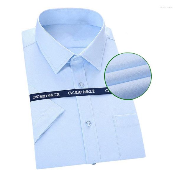 Camisas de vestir para hombres Camisa de algodón para hombres de negocios Camisa de manga corta Verano Hombre sólido Trabajo de oficina Formal con bolsillo en el pecho