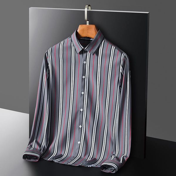 Camisas de vestir para hombres Camisa Oxford de algodón para hombres Manga larga Casual Negocios A cuadros Rayas Ajuste regular Moda Hombre Chemise PocketMen