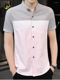 Chemises habillées pour hommes chemises en coton courte-manche à manches coréenes minces plus fraîches de marque cool.