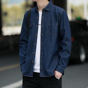 Chemises habillées pour hommes Chemise en jean Version coréenne Tendance Coupe ample Beau Style polyvalent à manches longues Veste Printemps Automne Saisons Porter