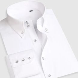 Camisas de vestir para hombres Camisa de vestir para hombres Camisa casual de manga larga formal con cuello abotonado Moda coreana Slim Fit Camisas de diseñador para hombre Blanco 231129