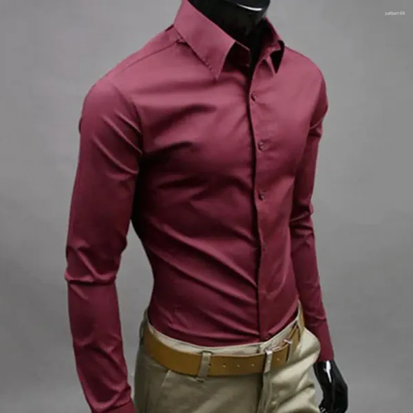 Chemises habillées pour hommes Chemise d'affaires élégante Fermeture boutonnée Coton Coupe ajustée Bouton-pression sans odeur pour la vie quotidienne
