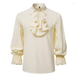 Herenjurken shirts Europese aristocratische stijl vampier renaissance ruche ruche middeleeuwse vintage shirt halloween kostuum xs-xxl