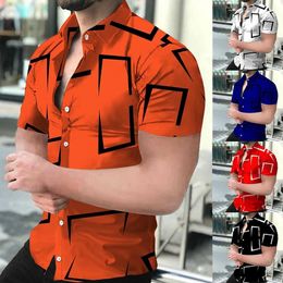Overhemden voor heren Vrijgesteld van verzendkosten 2023 Hoogwaardig Hawaiiaans barok herenoverhemd met korte mouwen en 3D-print 230826
