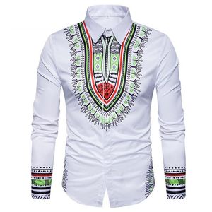 Camisas de vestir para hombres Moda Africana Hombres Camisa personalizada Manga larga Tops para hombre Solid Fit Dashiki Formal Plus Tamaño WYN498Men's