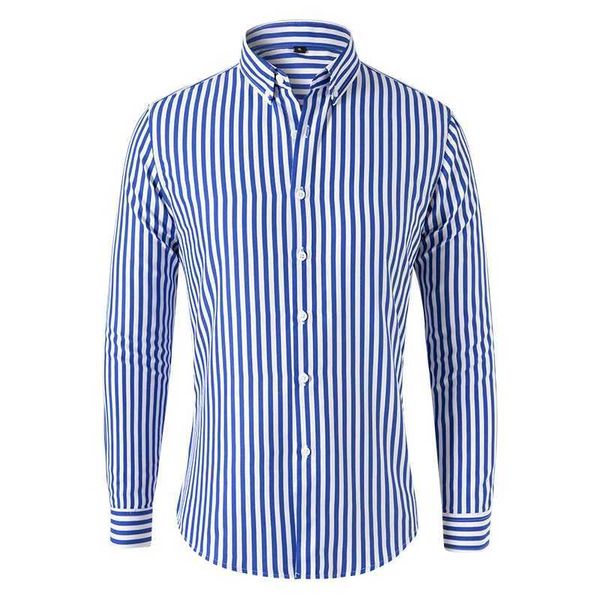 Chemises habillées pour hommes Fashion Hot Sale Mens Long Slve Shirts Tnager Top Top Clothing Business Business Casual Plaid Stripe Lapel Collar Shirts Y240514