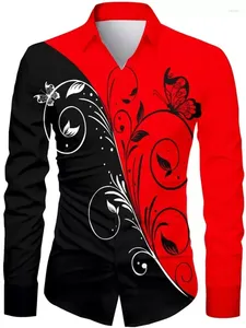 Camisas de vestir para hombres Fashionable Floral HD Tops Gradiente Color informal