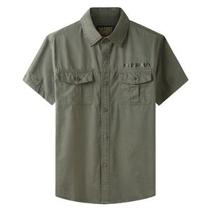 Chemises habillées pour hommes pour 2023 été hauts à la mode Blouses hommes manches courtes surdimensionné 5XL 100 coton Cargo militaire vert vêtements décontractés 230628