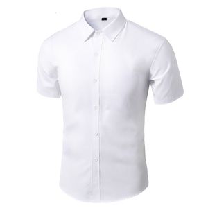 Chemises habillées pour hommes Chemise formelle à manches courtes pour hommes Non-Iron Business Slim Fit Travail coréen Hommes Blanc Tenue décontractée Costume Chemise Été S-5XL 230609
