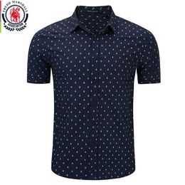 Heren -jurk shirts Fredd Marshall 2020 Zomer Nieuwe mode bedrukt herenhemd 100% katoenen korte slim Slim Fit Casual Business Shirts Social 55907 D240507