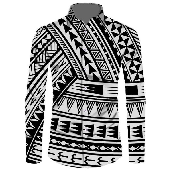 Chemises habillées pour hommes motif complet personnalisé bas prix vêtements tribaux polynésiens bouton 6XL chemise ample pour hommes